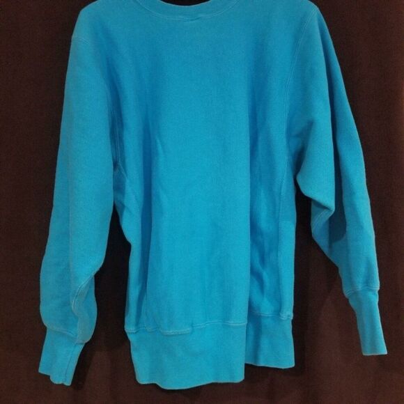 Vintage 80s Champion Reverse Weave Sweatshirt Crewneck Mens L Teal Blue USA - Picture 4 of 7
